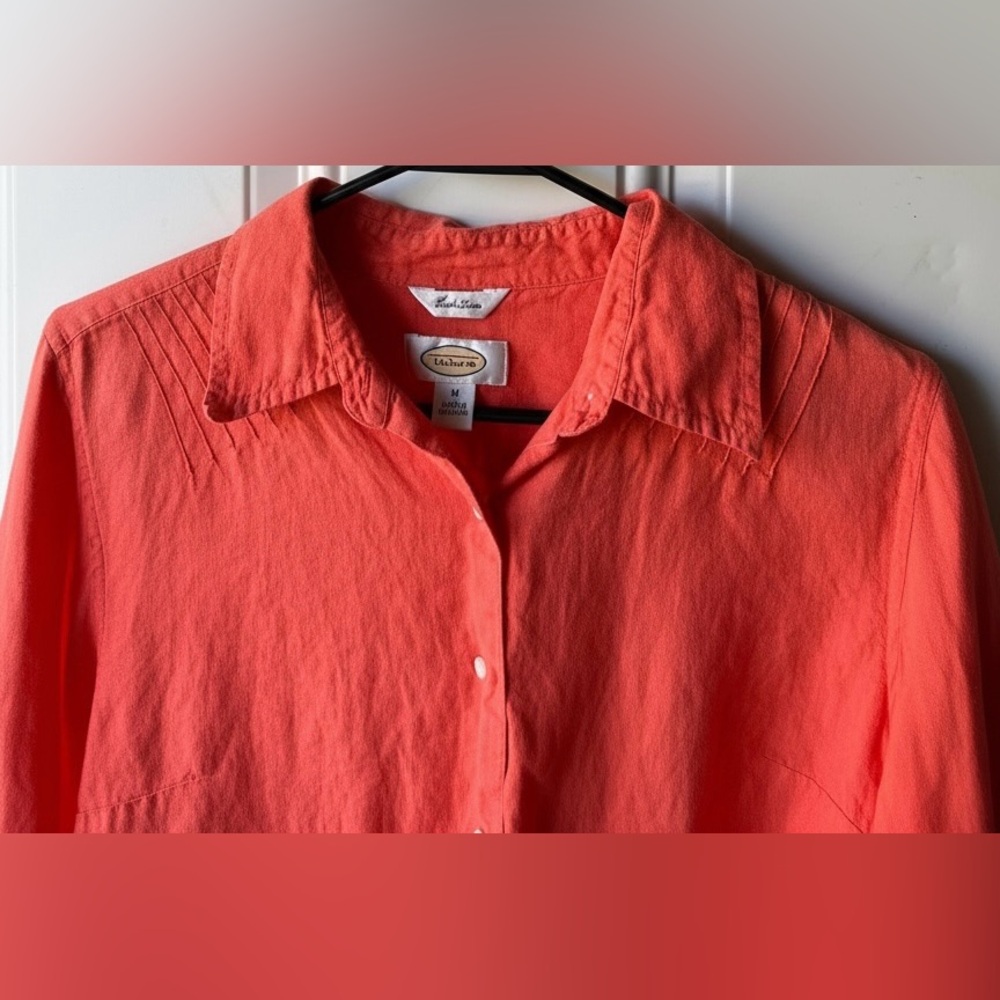 Talbots Orange Button-Down Shirt - Picture 6 of 10